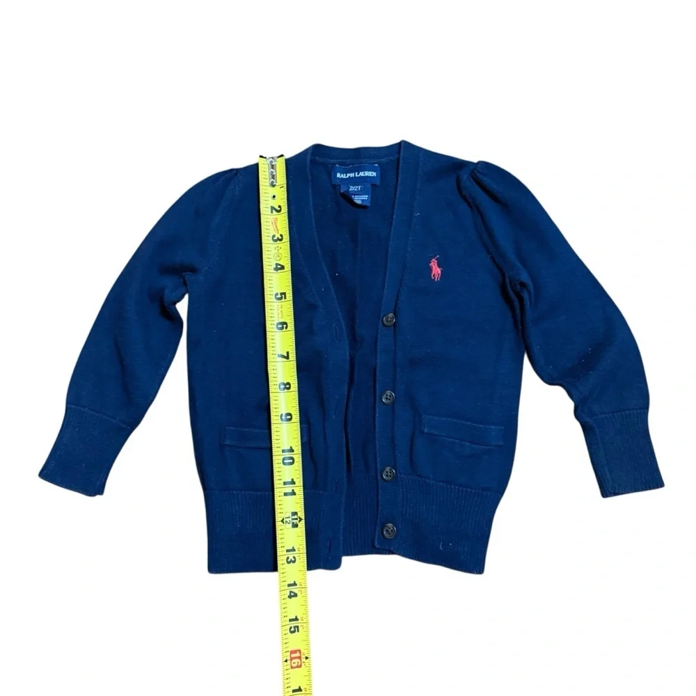 Ralph Lauren Girls Navy Blue Long Sleeve Knit Supima Cotton Cardigan Size 2T
